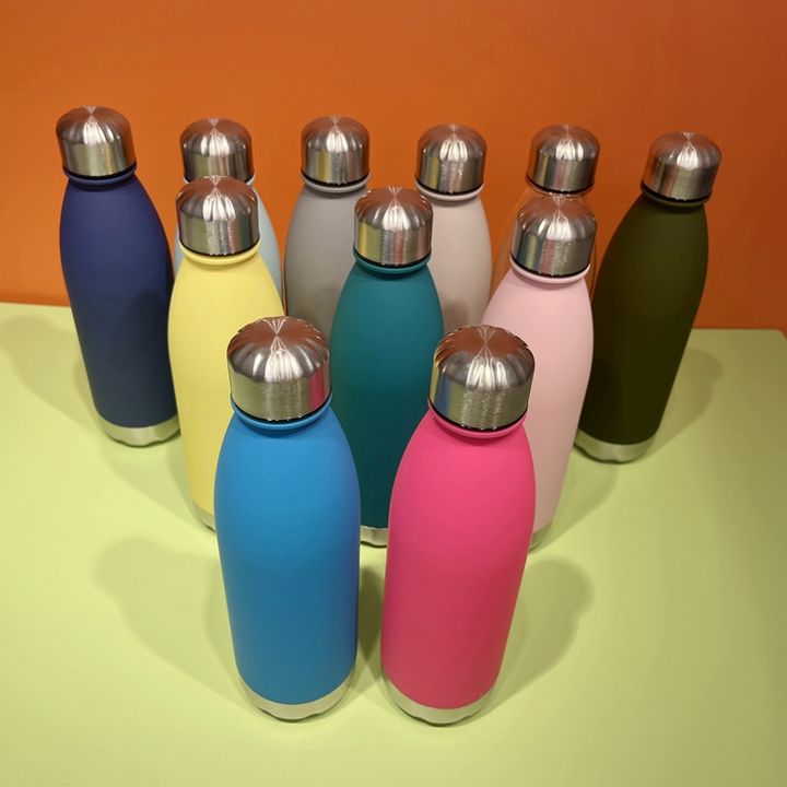 RTS  as /ps BPA free Eco-friendly leakproof portable in stock cola shape water bottle with sports metal lid and bottom