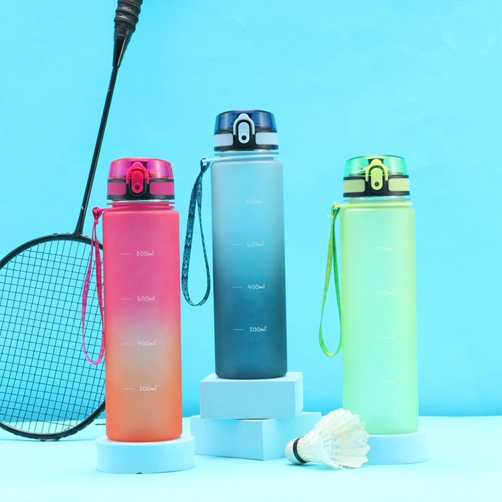 Ready to ship outdoor activities big capacity cheap drinkware 1000ml/32oz plastic Motivation water bottle with time marker