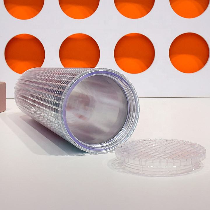 Source factory Low price OEM/ODM 24oz Corn Pattern Rainbow Color plastic Acrylic Crystal Grid Mat Tumbler with blank logo spot Custom Manufacturing B2B