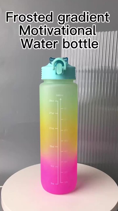 Sport Cup Water Bottle Custom Plastic New Bpa Free Eco Friendly Gradient 1000 Ml Camping Unisex Climbing with Lid Accessories Import Wholesale Solutions
