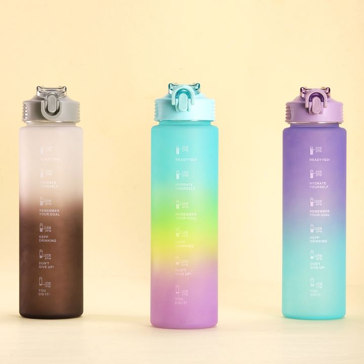 Sport Motivational Plsstic Water Bottle Factory Direct Accept OEM Gradient Bpa Camping Unisex Climbing Customizable 32oz/1l Wholesale B2B Pricing