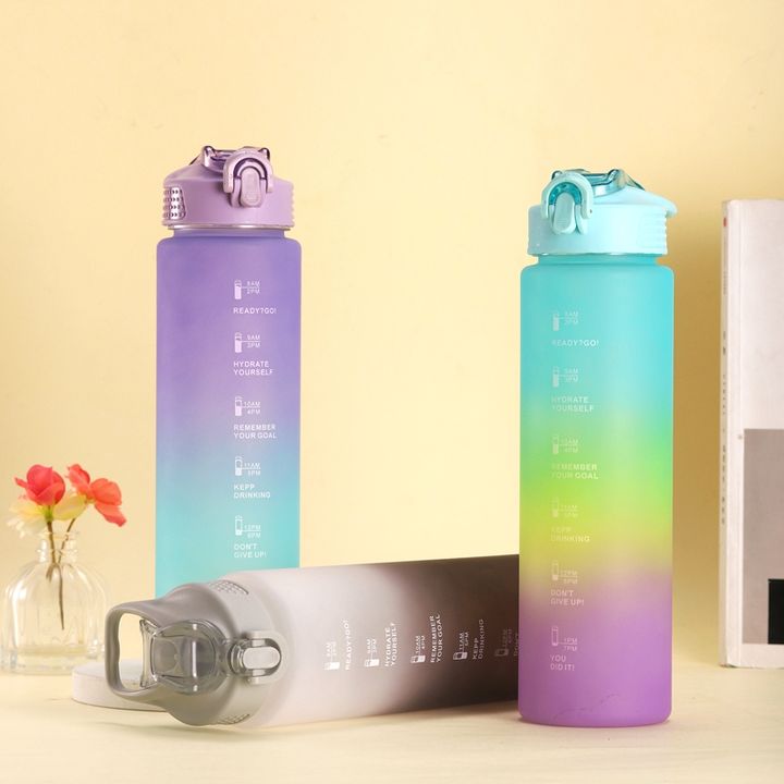 Sport Motivational Plsstic Water Bottle Factory Direct Accept OEM Gradient Bpa Camping Unisex Climbing Customizable 32oz/1l Wholesale B2B Pricing