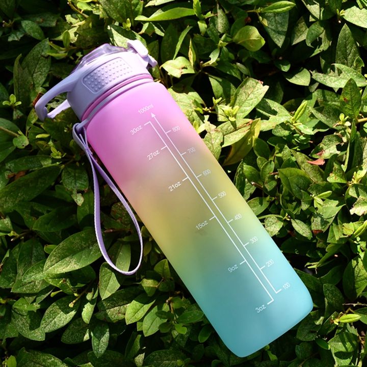 Sport Motivational Plsstic Water Bottle Factory Direct Accept OEM Gradient Bpa Camping Unisex Climbing Customizable 32oz/1l Wholesale B2B Pricing