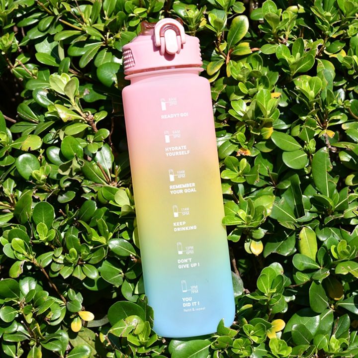 Sport Motivational Plsstic Water Bottle Factory Direct Accept OEM Gradient Bpa Camping Unisex Climbing Customizable 32oz/1l Wholesale B2B Pricing