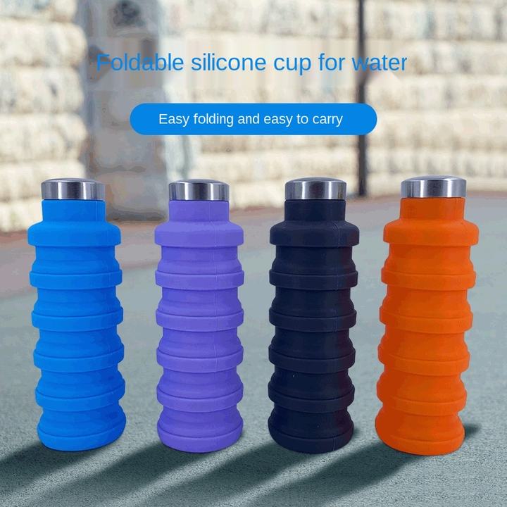 Spot Hot Sale Silicone Folding Sports Water Cup 500ml Outdoor Telescopic Sports Kettle Gift Cup Customization