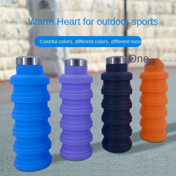 Spot Hot Sale Silicone Folding Sports Water Cup 500ml Outdoor Telescopic Sports Kettle Gift Cup Customization