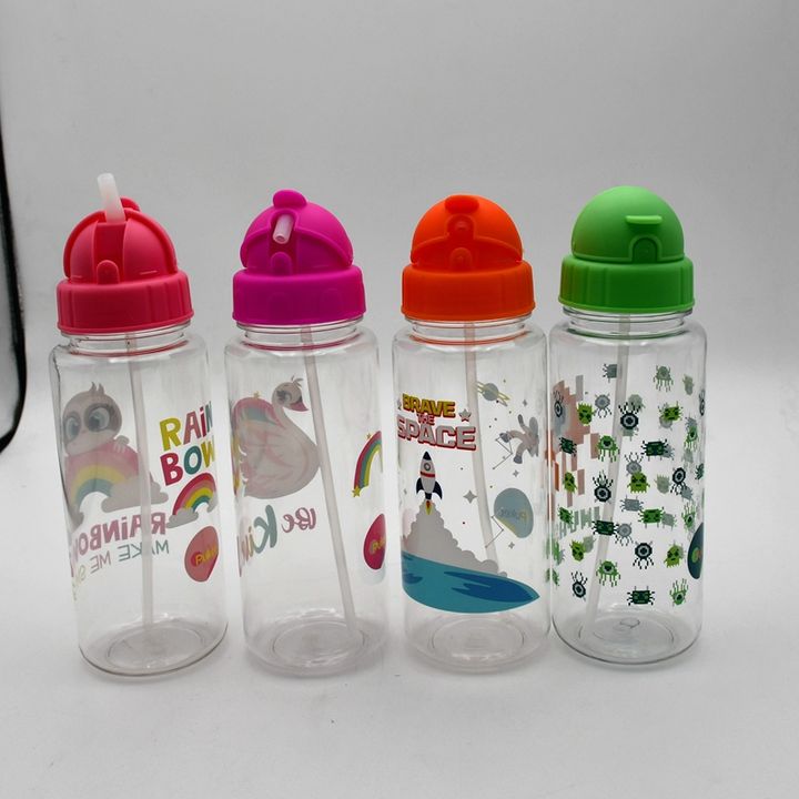 Supplies Custom Colors Pattern Kids Water Bottle Kids Water Bottle with Straw Bpa Free Plastic Packing Running Unisex 73g