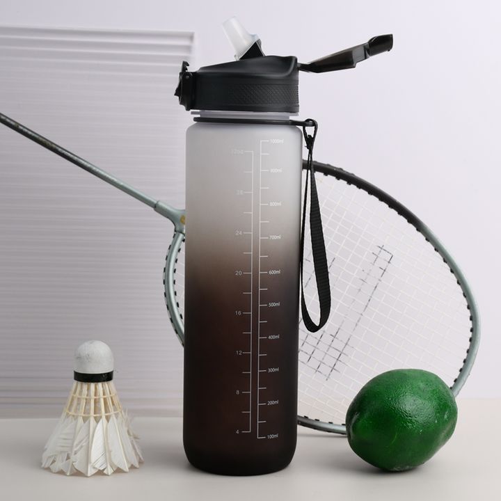 Top Seller  Frosted Bpa Free Fitness Tumbler Sport Plastic Motivational Water Bottle with Time Marker