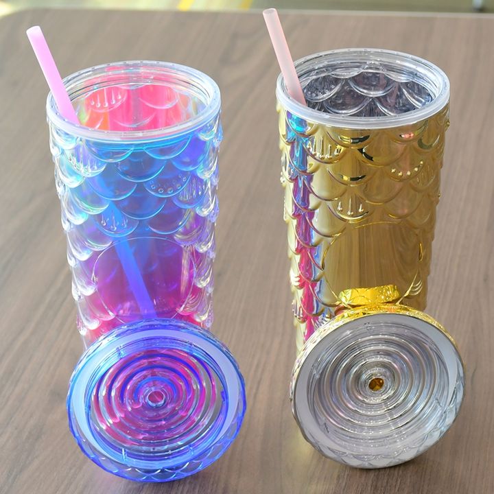 Travel mug 710ml/24oz Gold insulated double wall acrylic clear tumbler with bling paper insert Large Order Wholesale
