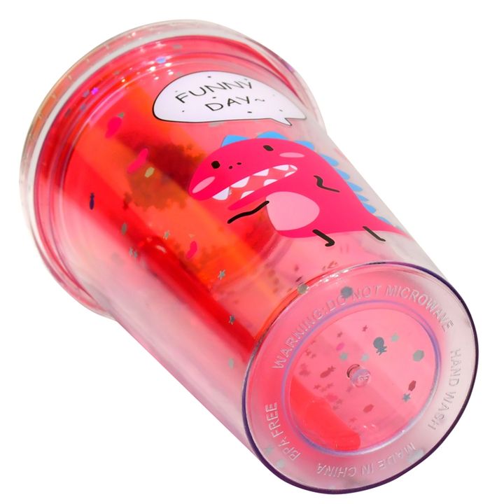 Unisex Kids Multi-Color BPA-Free Double-Wall Water Bottle Plastic Domed Lid Straw Dinosaur Cartoon Design Friends Back School Manufacturing Services Export