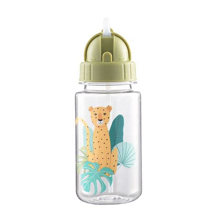 Water Bottle Straw Leakproof Eco Friendly Plastic Free Cartoon Printing Custom Logo with Silicone for Kids 500ml Bpa Packing SK Manufacturer and Supplier