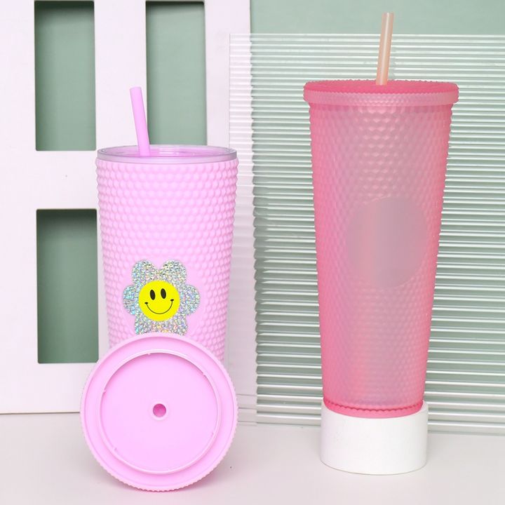 Wholesale 24oz Double-Walled Pineapple Studded Acrylic Tumbler BPA Free Plastic with Lid Straw Custom Logo Water Bottle Mug