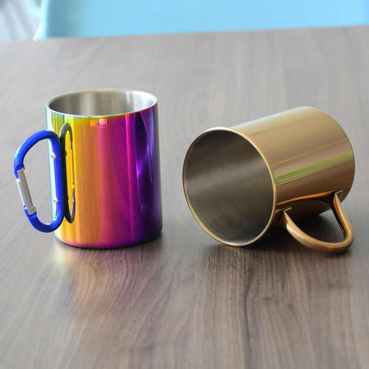 Wholesale 400ml BPA Free Custom color and logo stainless steel outdoor Cooking Pot Travel  Camp Mug coffee cup with carabin B2B Factory Pricing Processing