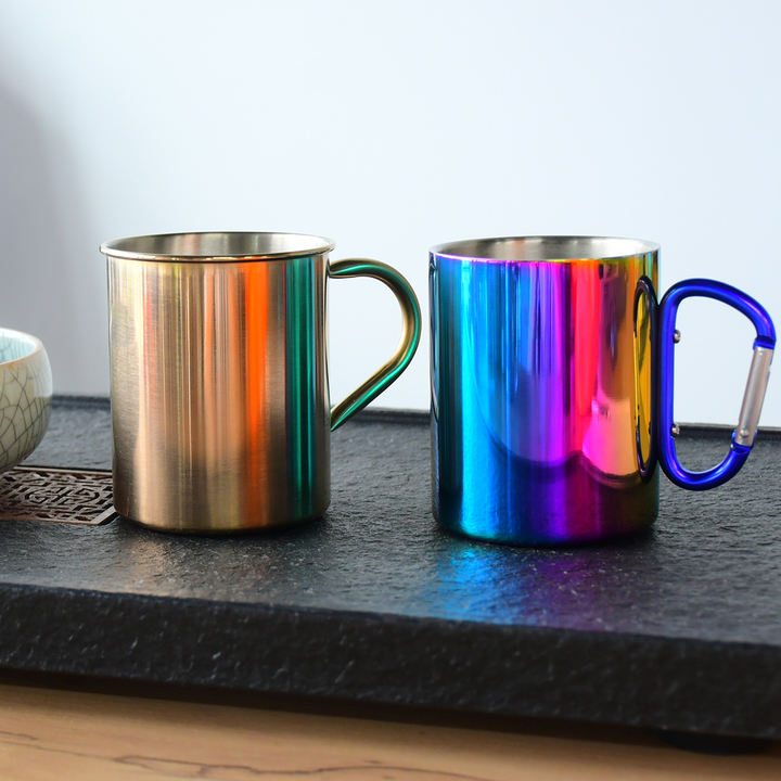 Wholesale 400ml BPA Free Custom color and logo stainless steel outdoor Cooking Pot Travel  Camp Mug coffee cup with carabin B2B Factory Pricing Processing