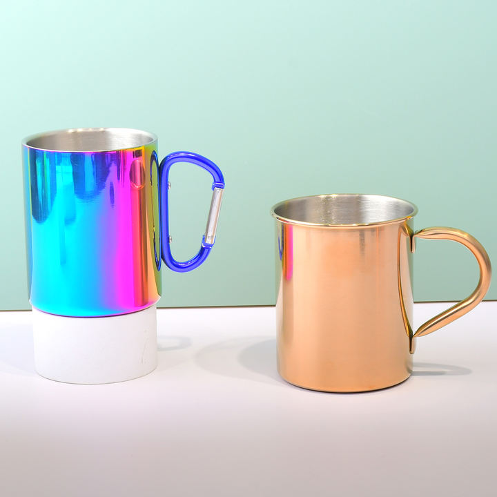 Wholesale 400ml BPA Free Custom color and logo stainless steel outdoor Cooking Pot Travel  Camp Mug coffee cup with carabin B2B Factory Pricing Processing