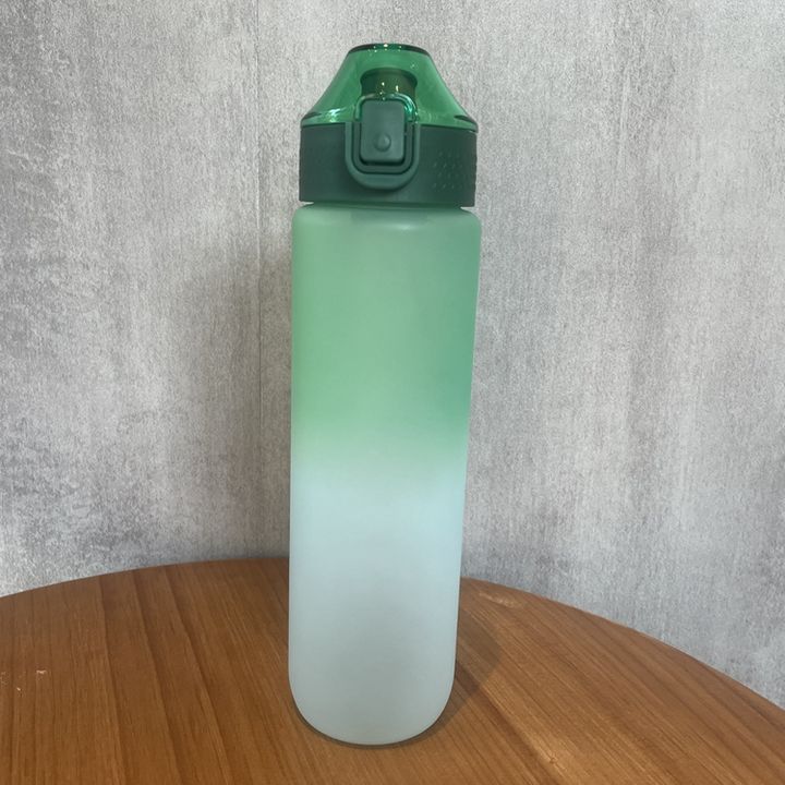 Wholesale Food Grade Bpa Free Hot Sale Bounce Lid Cup Water Bottle with Rope Motivational Plastic Gradient Sport Unisex Camp 1L Trade Factory Direct