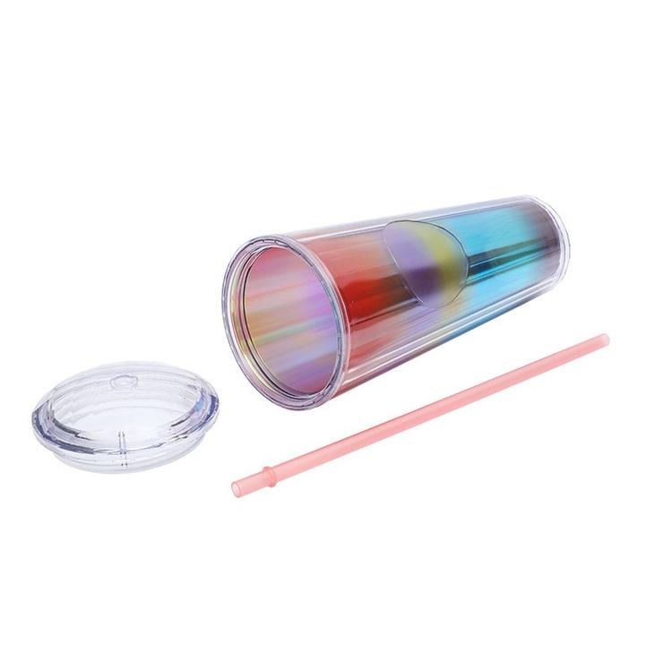 Wholesale price cross border 24oz large capacity customized double wall plastic tumbler with straw for travel and camp Manufacturing and Export Efficiency