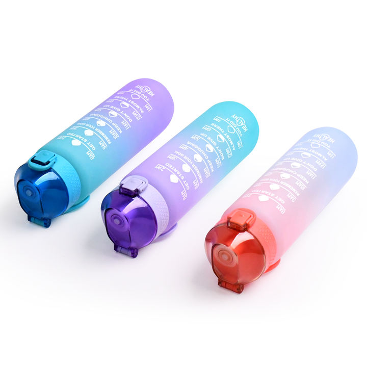 Wholesale1000ML Gradient Fitness Gym Outdoor Sports 32oz Leak Proof Large Tritan Water Bottle With Motivational Time Marker Industrial Bulk Supply