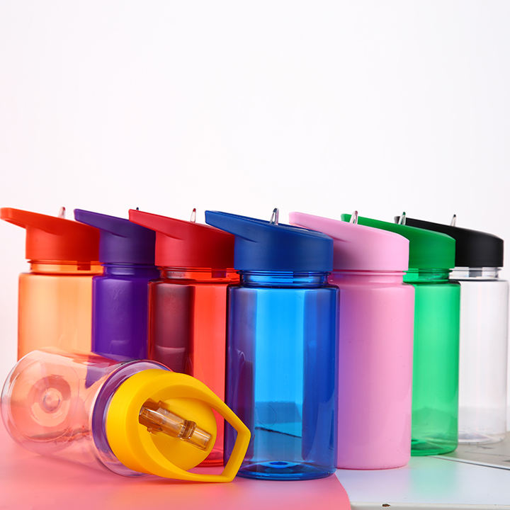 Suction nozzle straw stype tritan/AS BPA free plastic water bottle for children with handle for school Quality Manufacturing
