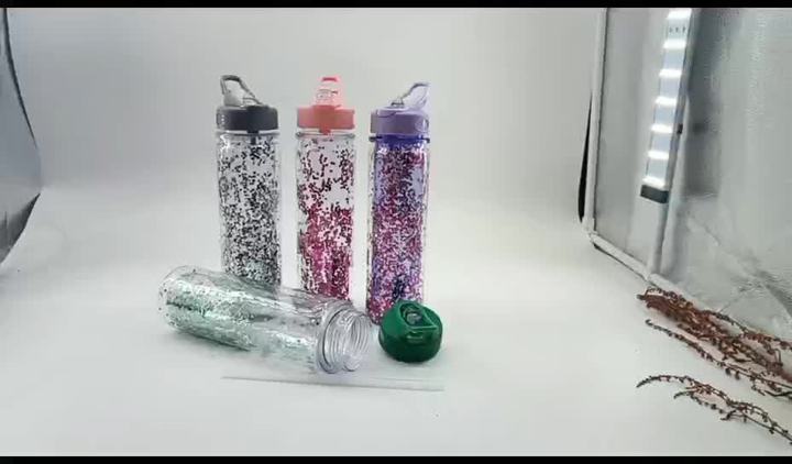 Tritan suction nozzle double wall custom plastic water bottle for lady gift  Double Wall Plastic Bottle Bulk Orders Factory