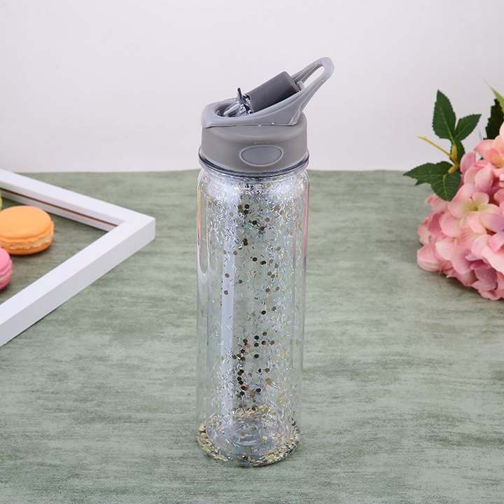 Tritan suction nozzle double wall custom plastic water bottle for lady gift  Double Wall Plastic Bottle Bulk Orders Factory