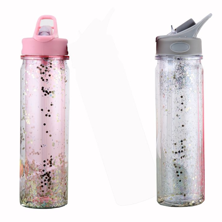 Tritan suction nozzle double wall custom plastic water bottle for lady gift  Double Wall Plastic Bottle Bulk Orders Factory