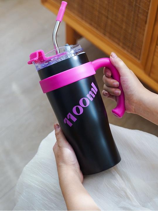 wholesale Festivals 1100ml custom logo double wall Double Wall Vacuum stainless steel travel cups with handle and lid