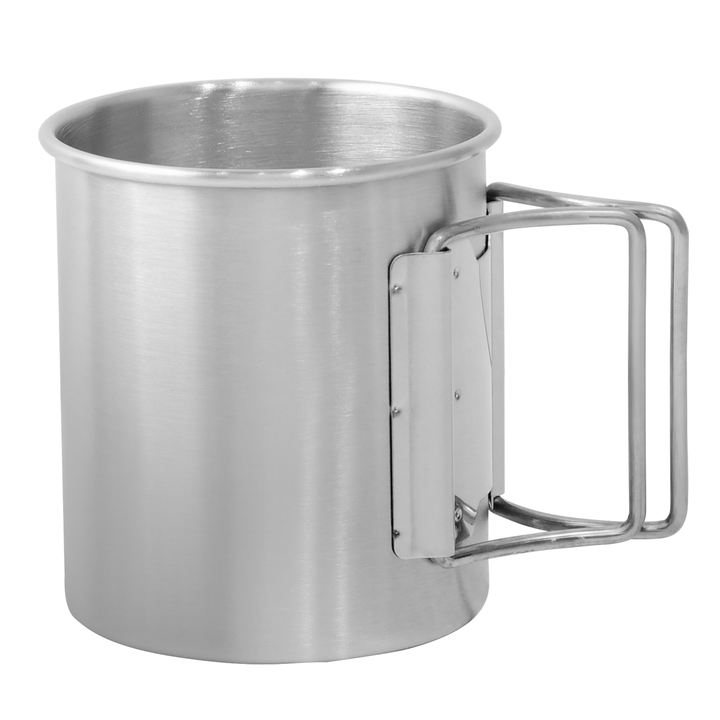 wholesale Lightweight 500ml stainless steel outdoor Cookware Pot travel Mug camping coffee cup with folding handle