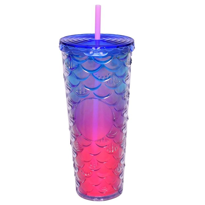 Wholesale bulk bpa free 710ml/24oz plastic insulated double wall acrylic clear tumbler with bling paper insert Factory-Owned Wholesale Bulk Orders