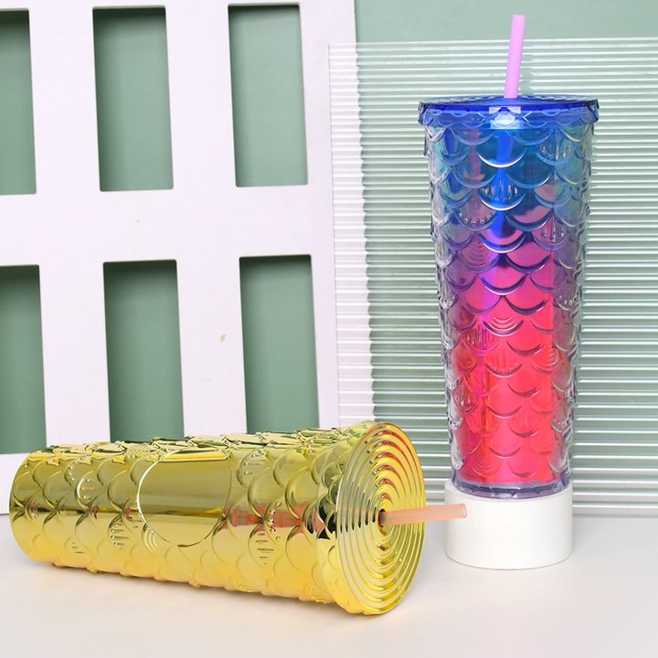 Wholesale bulk bpa free 710ml/24oz plastic insulated double wall acrylic clear tumbler with bling paper insert Factory-Owned Wholesale Bulk Orders