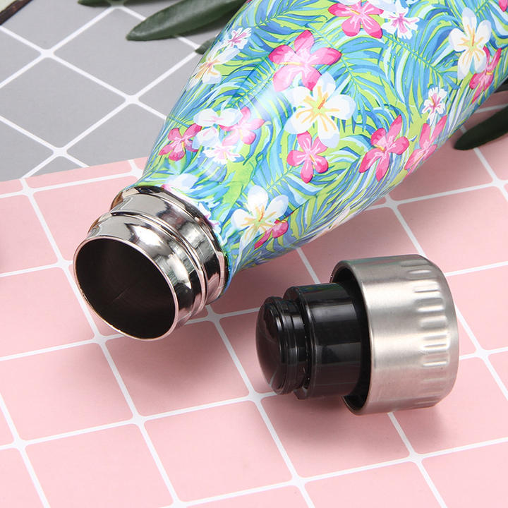 Wholesale customizable Best Gift 500ml 17Oz Flower Design Cola Water Bottle Stainless Steel Insulated Water Bottle Discount Wholesale