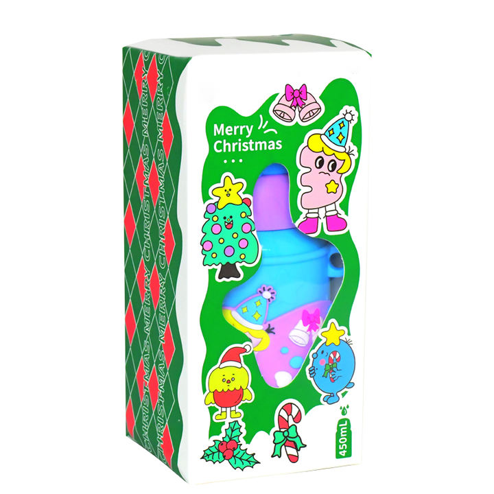 Wholesale customized 0.45l Christmas portable straw leakproof 304 stainless steel double wall vacuum flask  water bottle Bulk Orders Factory