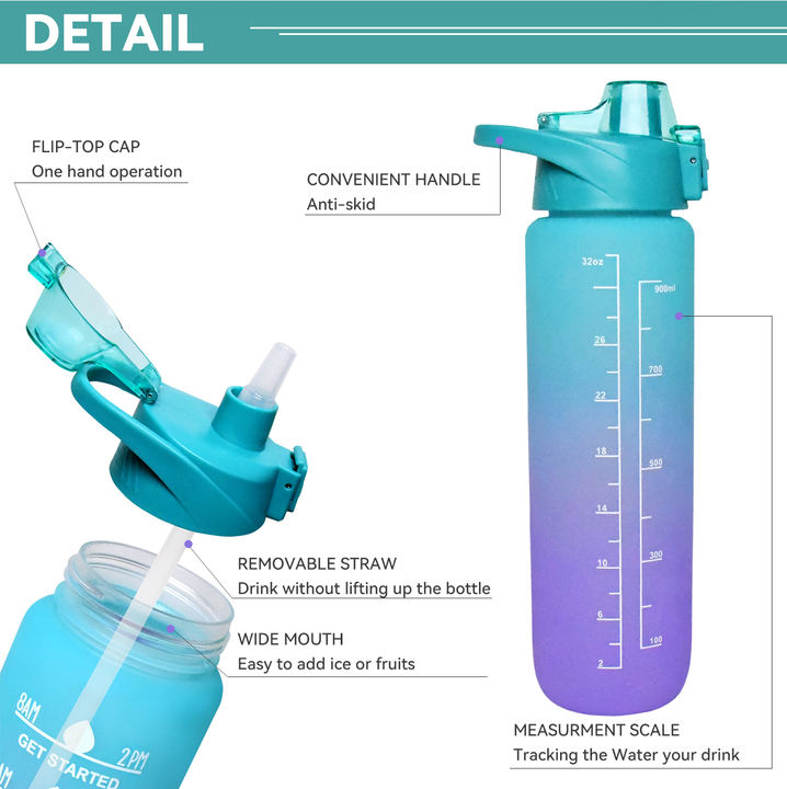 Wholesale drinkware 1L Capacity Workout Plastic Drinking Gradient Fitness Oem Gym Sports bpa free sports water bottles for kids Export-Oriented Factory