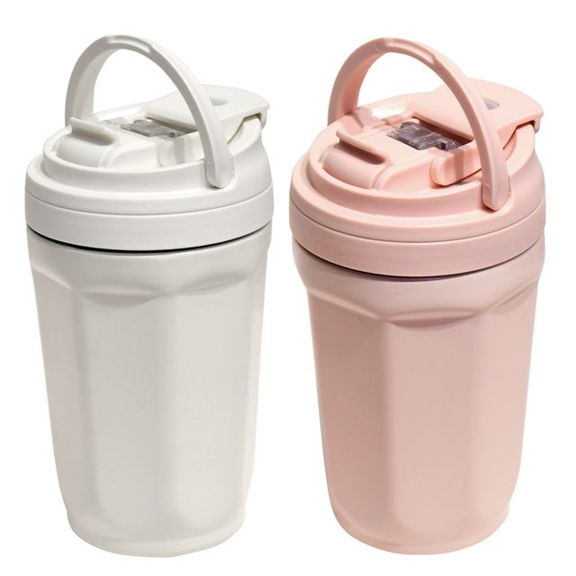 Wholesale price 12oz/360ml double wall vacuum insulated reusable travel thermo mug stainless steel coffee tumbler with handle Factory Wholesale Trade