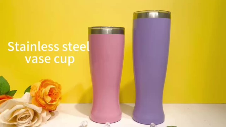 Wholesale price double wall coffee travel mug beer mug 20oz/30oz Stainless steel vase tumbler with lid Export-Oriented Factory