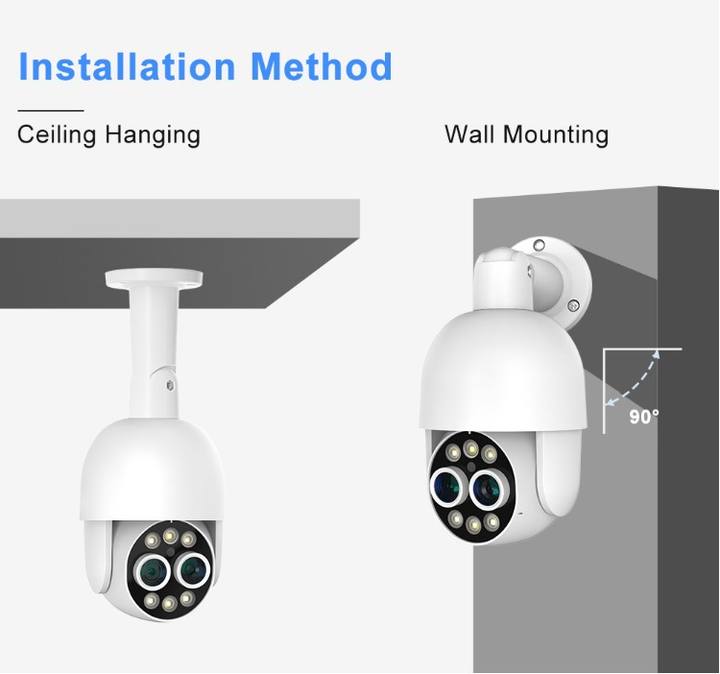 Factory Price 8X Hybrid Zoom Red-Blue light alarm PTZ Dome  IP Camera Alarm Security Camera System