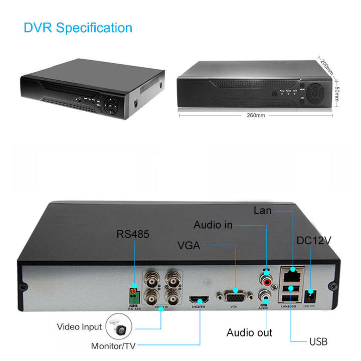 Factory Supplier 1080P HD DVR Night Color AHD Camera CCTV Kit 4 Channel Home Security CCTV System