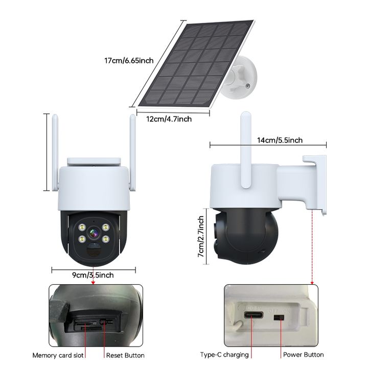 Good Quality Eseecloud APP 4.0Megapixels Solar Power Battery Double lights IP Pan&Tilt Camera(7500mA) Support Two Ways Audio