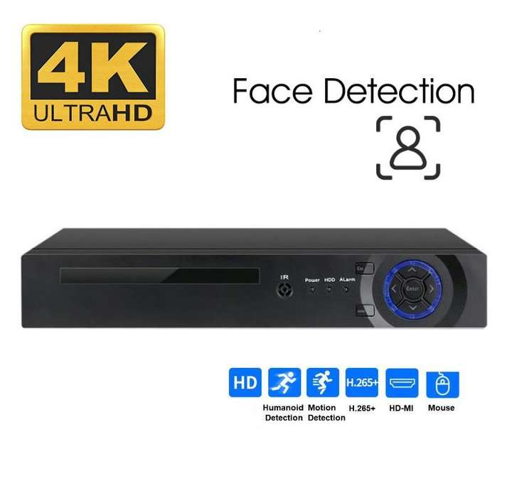 H265 10CH 52V Face Detection Digital Video Recorder 4K 2K POE NVR with P2P Security Network Video Recorder