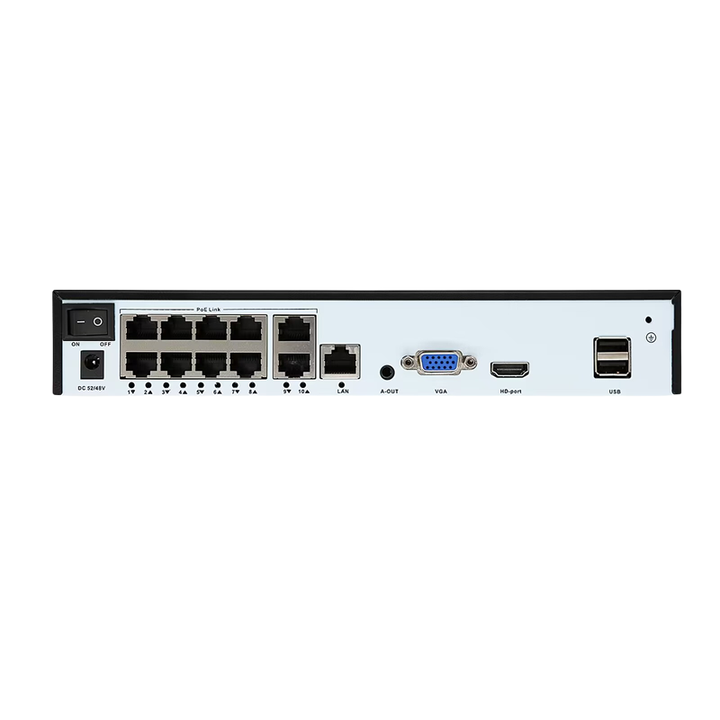 H265 10CH 52V Face Detection Digital Video Recorder 4K 2K POE NVR with P2P Security Network Video Recorder