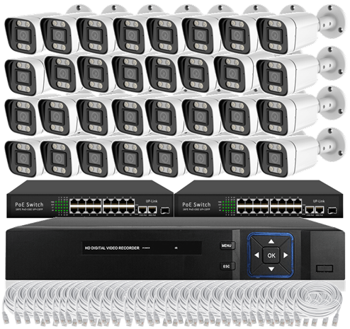 HD 32chs 4K(8.0megapixel)  Bullet  IP POE  System CCTV Network Camera Kit With Audio Export Manufacturing Operations