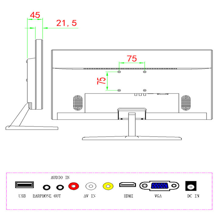 HD CCTV Monitor 21 Inch LCD Screen 1080P CCTV Security Surveillance