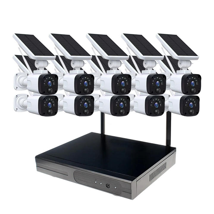 HD Solar Power CCTV Camera System 2022 Outdoor WiFi Wireless 3MP 8 CH MiNi NVR P2P Kit