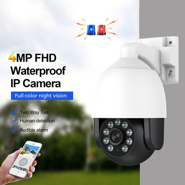 Hot Sell 16chs 4.0megapixel Red-Blue light alarm Full color PT dome camera POE Nvr Kits   Security 16 Dome  Camera Discounted Bulk Pricing