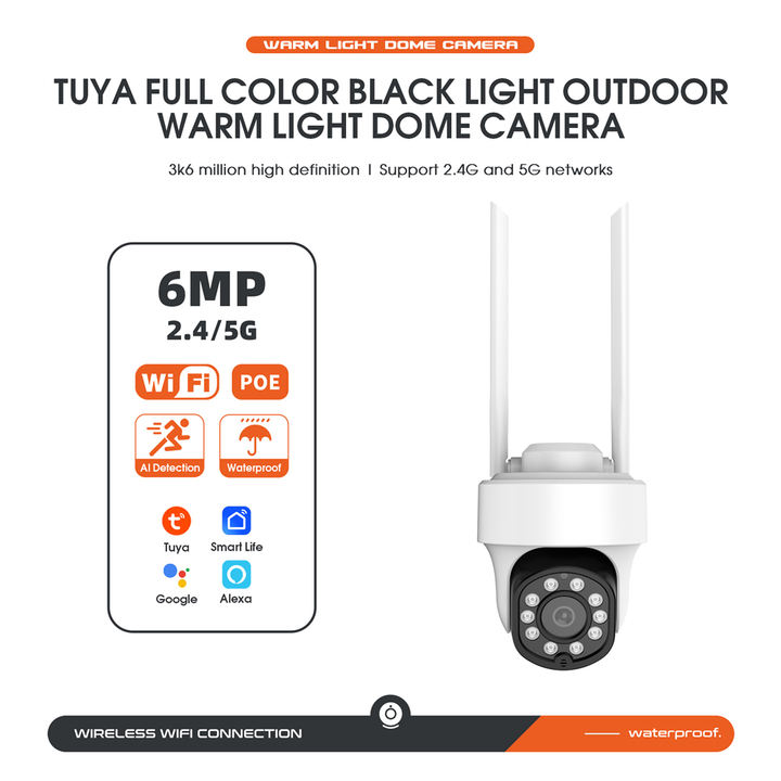 Hot Selling 6.0Megapixels  Black light full color  Wifi Mini  IP Wireless Tuya Smart  Smart Life Doorbell IP Camera