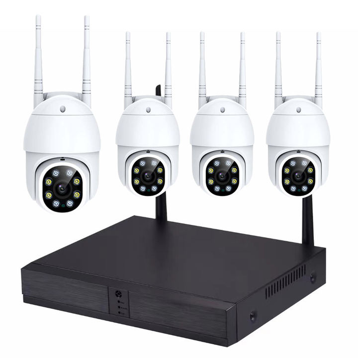 Human Track 5MP ICSEE 4CH Wireless Outdoor WiFi PTZ Camera NVR Kit CCTV Camera Video Surveillance System