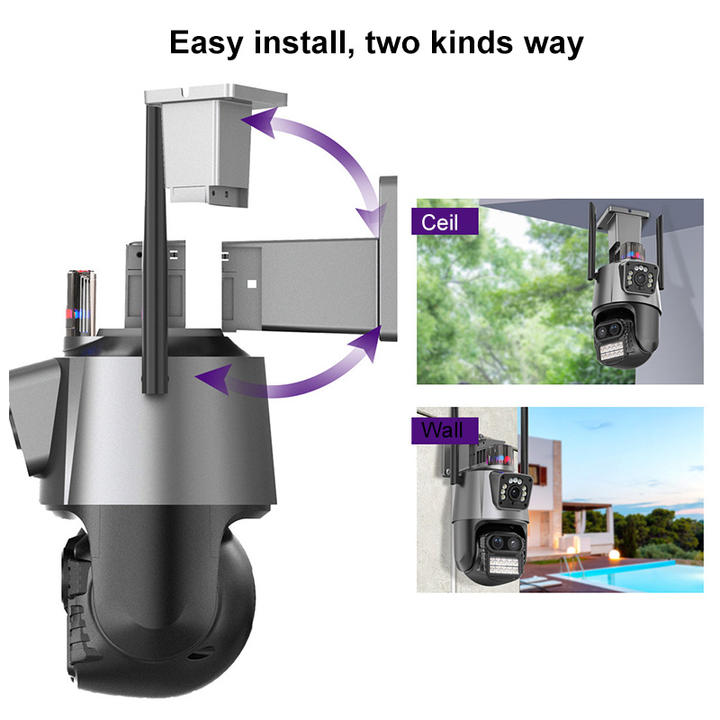 ICsee Wireless 8X Hybrid Zoom 6.0 Megapixel Bullet Pan Tilt PTZ Camera Wifi Three Lens Dome Linkage IP camera Manufacturing Solutions Production