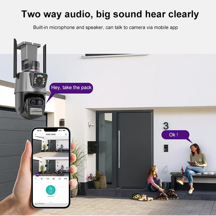 ICsee Wireless 8X Hybrid Zoom 6.0 Megapixel Bullet Pan Tilt PTZ Camera Wifi Three Lens Dome Linkage IP camera Manufacturing Solutions Production