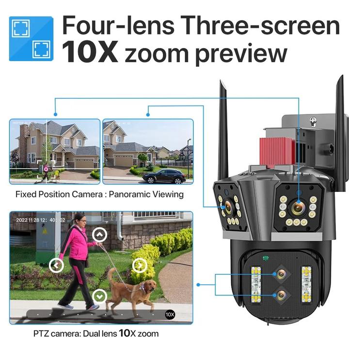 IPC360 Home APP 10X ZOOM 8K PTZ 16MP Wireless 4 Lens Home Security Outdoor Network IP WiFi Camera Full Color Audio Recording Wholesale B2B Pricing