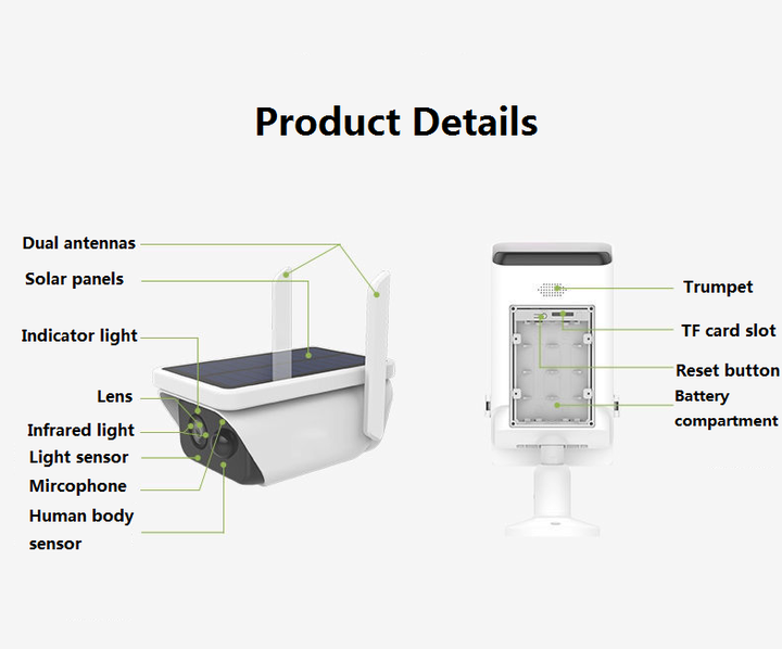 Icsee 2.0Megapixel Ip Camera Wifi Surveillance Camera De Surveillance Solaire